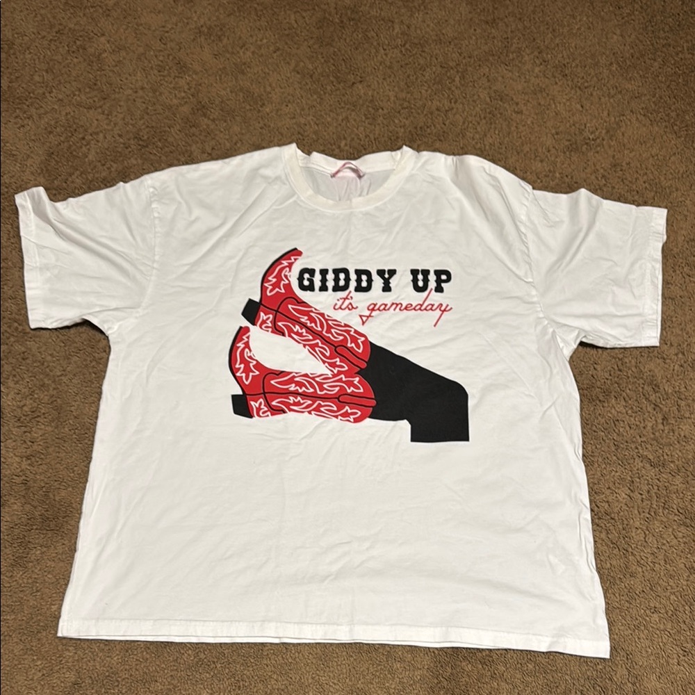 Giddy Up Graphic Tee - White and Red